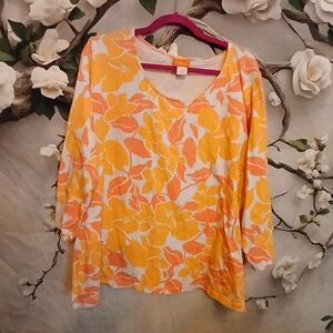 Floral Orange and White Women's Top